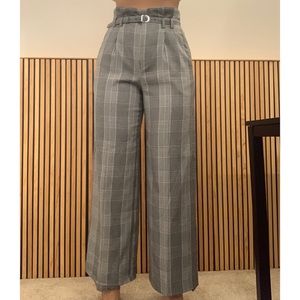 Plaid Wide Leg Dress Pants